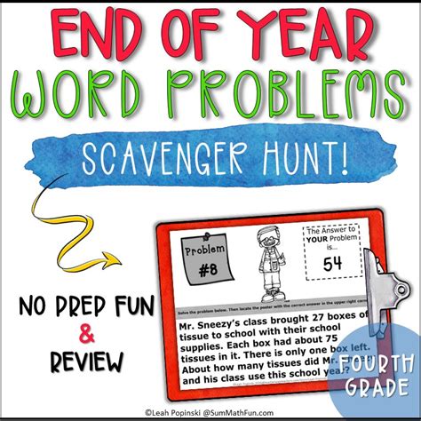 End Of The Year Fourth Grade Scavenger Hunt Sum Math Fun