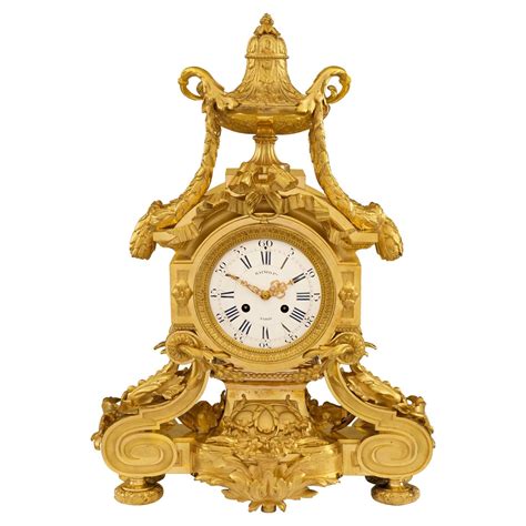 Large Belle Époque Style Antique French Ormolu Cartel Clock by Bertoud