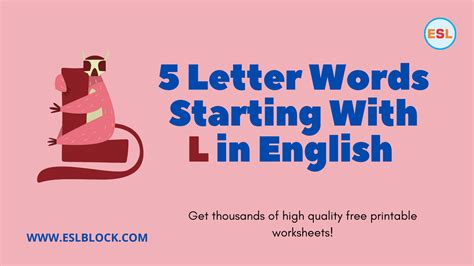 5 Letter Words Starting With L English As A Second Language