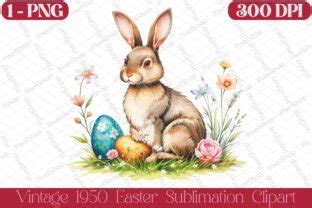 Vintage 1950 Easter Sublimation Clipart Graphic By PixelShop Creative