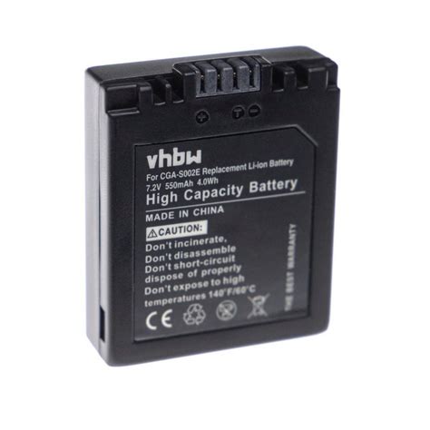 Vhbw Ersatz Für Panasonic Cga S002a1b Cga S002e1b Für Kamera Akku Li Ion 550 Mah 72 V