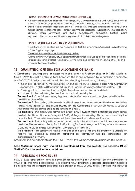 Nimcet Syllabus Pdf Aglasem Admission