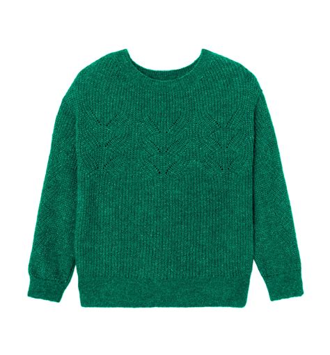 Pull Côtelé Torsadé Femme Vert