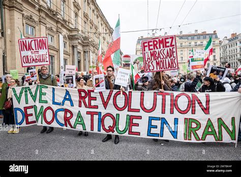 Frankreich Lyon 2023 01 08 Demonstration gegen Unterdrückung im