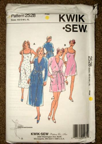 Miss Kwik Sew 2528 Pattern UNCUT Nightgown Gown Robe 2 Lengths Size XS