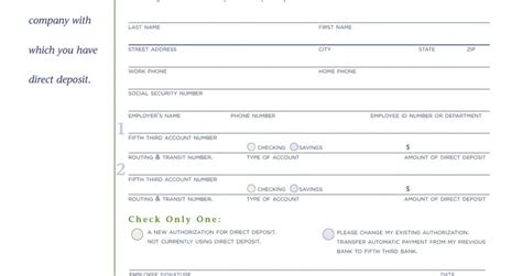 Fifth Third Bank Direct Deposit Pdf Form Formspal