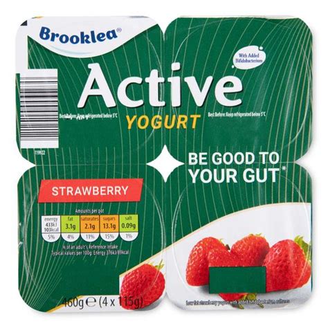 Brooklea Active Low Fat Strawberry Yogurt 4x115g Hellosupermarket