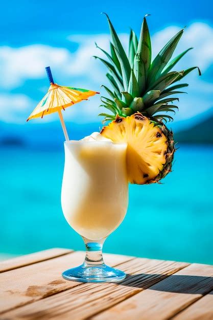 Premium Photo Pina Colada On The Beach Generative Ai