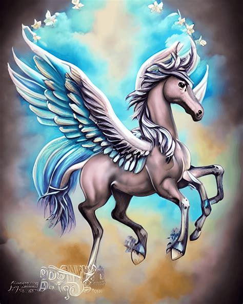 Cute Fantasy Baby Pegasus Nursery Art 3D · Creative Fabrica