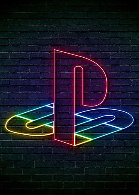 Neon Playstation Logo Digital Art by Manuel Santos