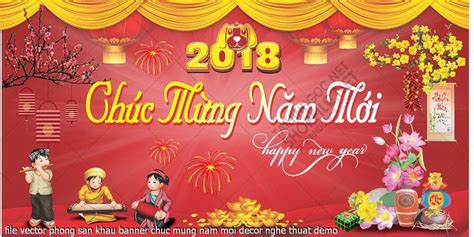 File Vector Phong San Khau Banner Chuc Mung Nam Moi Decor Nghe Thuat