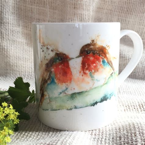 Robins Kiss Watercolour Bone China Mug Oz Oz Or Oz Etsy