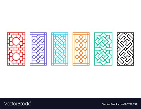 Rectangle Chinese Window Frame In Flat Art Vector Image