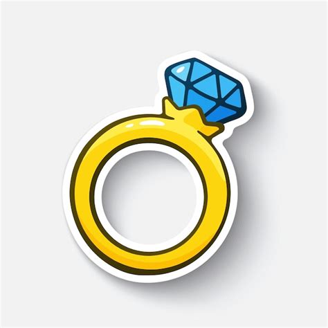 Ilustraci N Vectorial Anillo De Oro Con Un Diamante Etiqueta Engomada