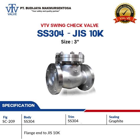 VTV SWING CHECK VALVE SS304 JIS 10K SIZE 3 INCH BJMSONLINE