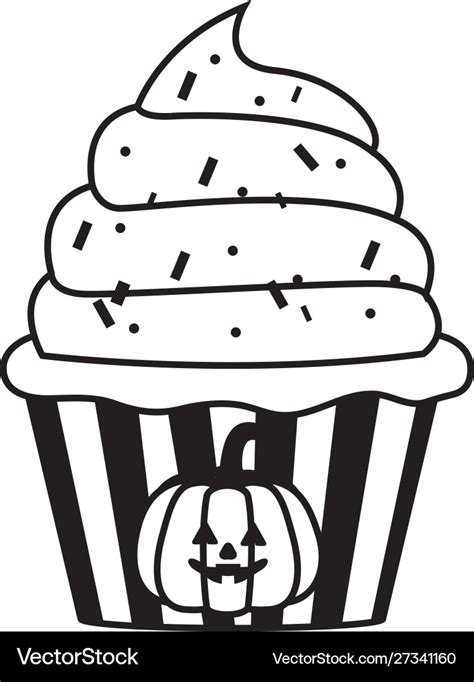 Halloween Sweet Cupcake Bakery Icon Royalty Free Vector