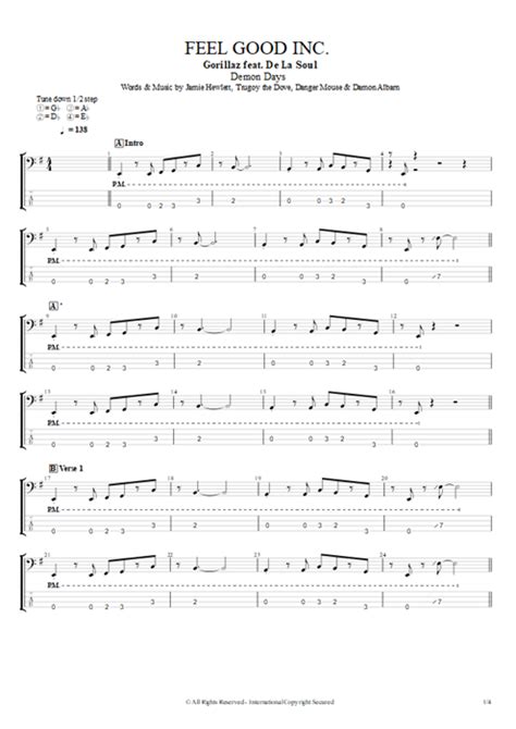 Feel Good Inc Tab By Gorillaz Guitar Pro Full Score Mysongbook