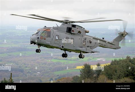 Two Royal Navy Merlin Aircraft From Squadron Command Helicopter