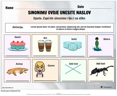 Prilagodite Besplatne Radne Listove Sinonima I Antonima Za Ispis