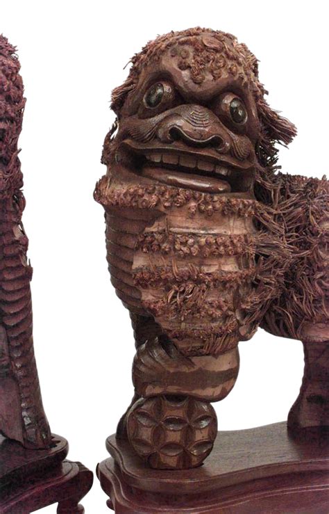 Chinese carved wood foo dogs