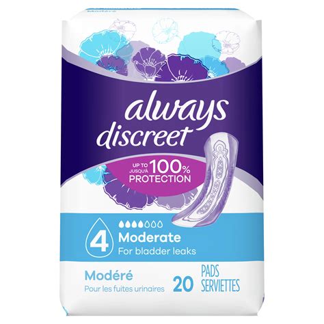 Always Discreet Incontinence Pads Moderate Absorbency Shop Incontinence At H E B