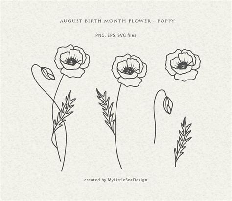 Three Flowers Are Shown With The Words August Birth Month Flower Poppy