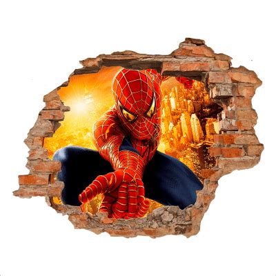 Vinilo 3d Pared Rota Vinilo Spiderman 3d Murales De Pared