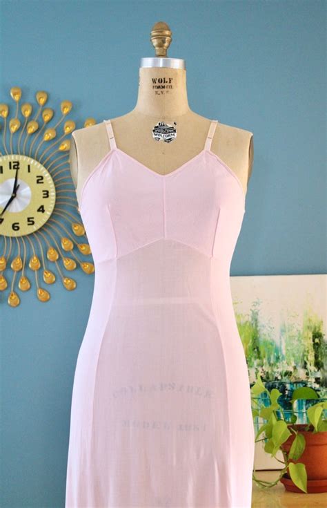 Vintage 1940s Slip 40s Light Pink Rayon Slip Dress Gem