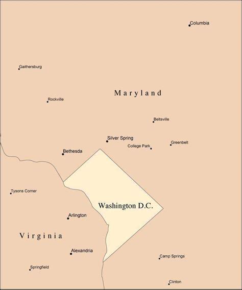 Multi Color Washington, DC Map with Counties, Capitals, and Major Citi