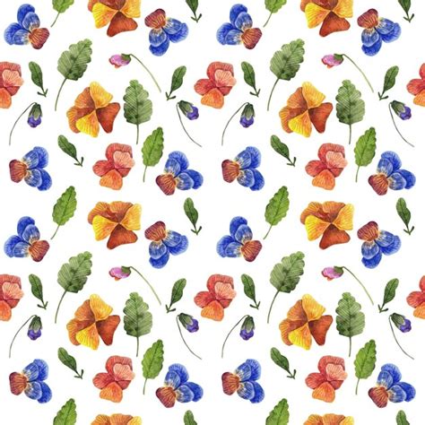 Premium Vector Watercolor Seamless Pattern With Pansy Flowers