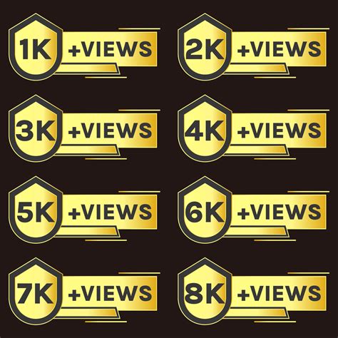 K Views To K Plus Views Celebration Vector Badge Set Vector