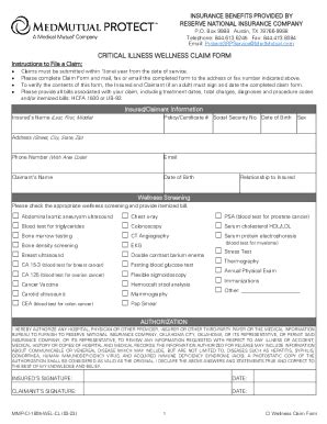 Fillable Online Critical Illness Claim Form Fax Email Print Pdffiller