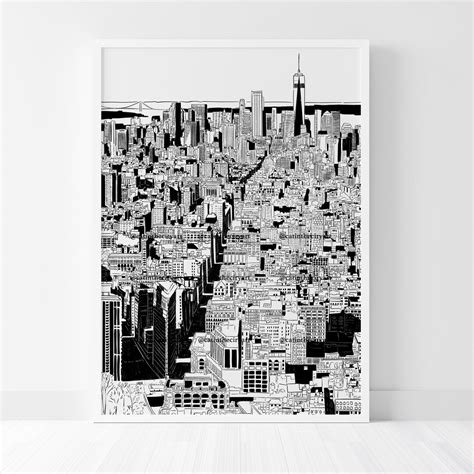 New York City Line Drawing New York Doodle, New York Black and White ...