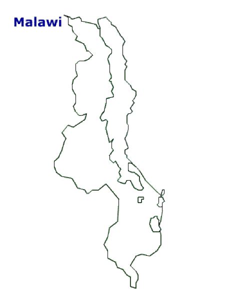 Map Of Malawi Terrain Area And Outline Maps Of Malawi Countryreports