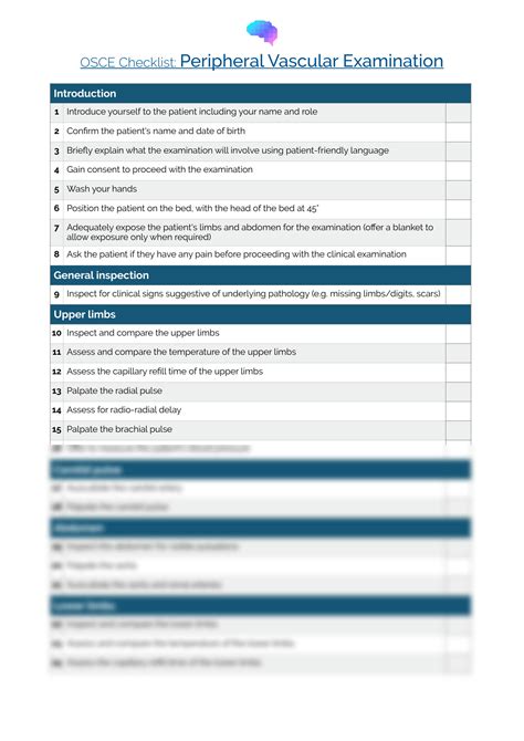 SOLUTION: Osce checklist peripheral vascular examination - Studypool