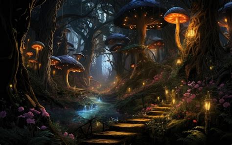 Premium Ai Image Mystical Glow The Enchanted Forest Generative Ai