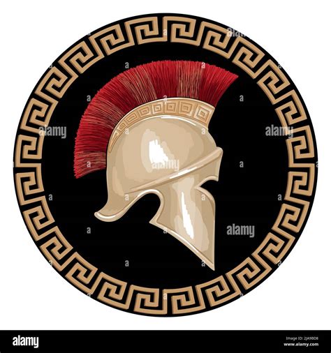 Casco Del Antiguo Guerrero Griego Hoplite Con Un Ornamento Nacional