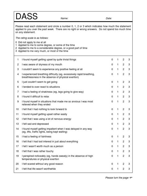 Depression Anxiety Stress Scales 19923 42 Item Version Anxiety