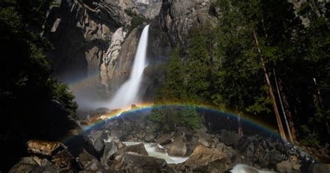 Stunning "Moonbows" Under the Falls at Yosemite