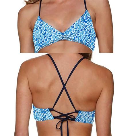 Helen Jon Swim Helen Jon Bel Air Lace Back Bralette Bikini Top Blue