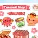 Takoyaki Shop Sticker Sheet Kawaii Stationery Etsy