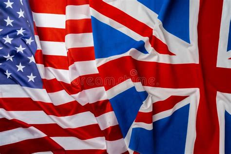 Flags Of Great Britain And Usa Folded Together Stock Image Image Of