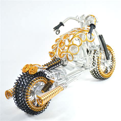 Fatboy, Aluminium Wire Art Sculpture Motorcycle - handmade model