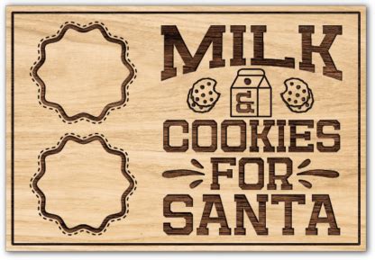 Milk And Cookies For Santa Tray Plate Design For Christmas Free Svg