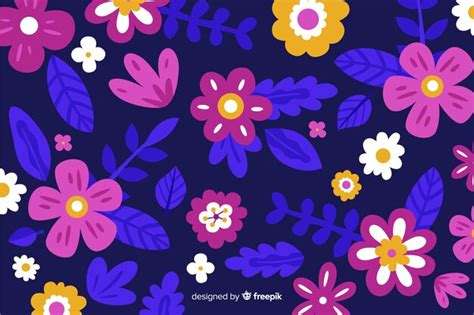 Fondo Colorido De Flores Dibujado A Mano Vector Gratis