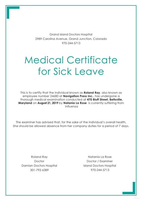 Self Certification Sick Note Template