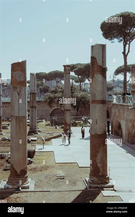 Rome, Italy, April 2023. Panorama of some archaeological areas of the ...