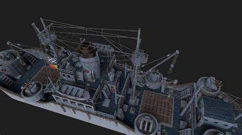 3d Model Battleship Warship Vr Ar Low Poly Cgtrader