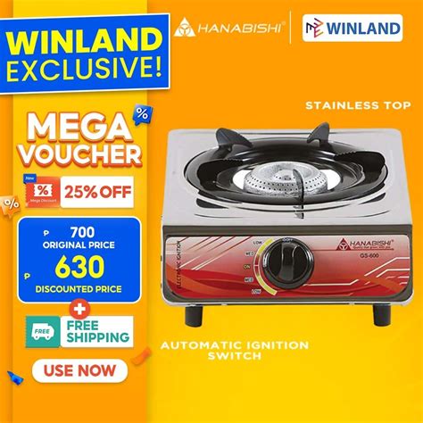 Hanabishi By Winland Single Burner Gas Stove Stainless Top Single Jet