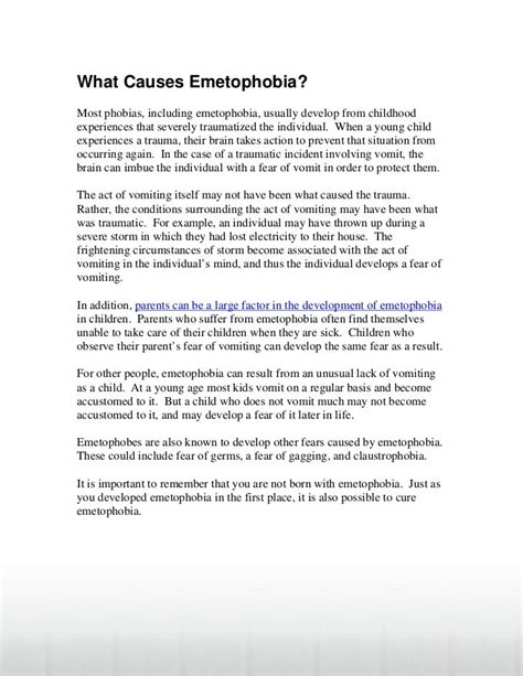 Emetophobia causes and cures